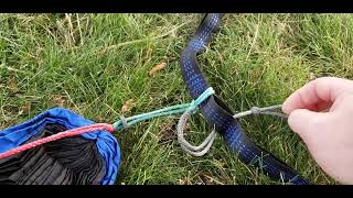 Hammock two loops replace a carabiner on daisy chain webbing [upl. by Ailito631]