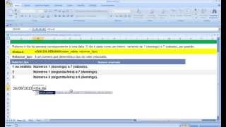 Como exibir dias semana Excel Função DIADASEMANA SEG TER QUA QUI SEX SÁB DOM Data e Hora Categoria [upl. by Maurreen]