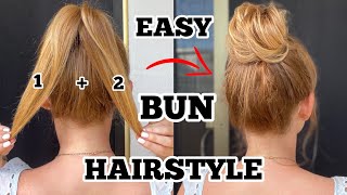 Very Easy 2Min Messy Bun Hairstyle  For Thin Hair  Hair Hack [upl. by Nuaj64]