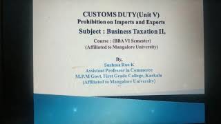 Customs Duty Prohibition on importation and exportation of goods [upl. by Potts]