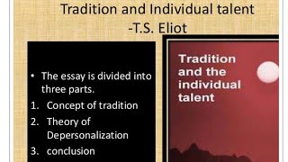 TS Eliot Tradition and Individual Talent literary Criticism linguistics MA English [upl. by Christmann495]