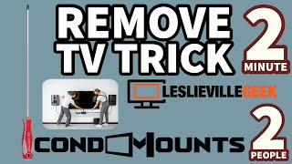 How to take a TV off a wall mount  detailed video for screw type safety screw [upl. by Heilman]