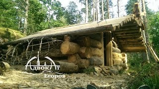 Off Grid Log Cabin Built by One Man Moving 1000 lbs Logs Solo [upl. by Retrop]