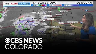 Colorado weather Heavy mountain snow with rain switching to snow Tuesday night for metro area [upl. by Northington]