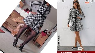 What I ordered vs What I Got Shein Prive Houndstooth Print Button Front Dress Beautiful Dress [upl. by Amity248]