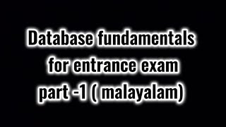 DBMS concepts part 1 malayalam [upl. by Dorin]