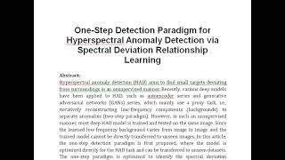 One Step Detection Paradigm for Hyperspectral Anomaly Detection via Spectral Deviation Relationship [upl. by Lister]