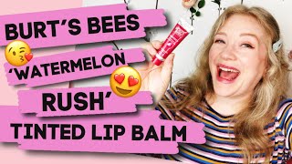 Burts Bees Squeezy Tinted Balm Review amp Try On Shade Watermelon Rush [upl. by Gram]