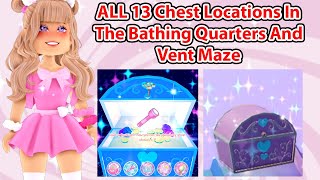 EASY ALL 13 Chest Locations In The Bathing Quarters And Vent Maze Royale High Campus 3 Update [upl. by Noerb]