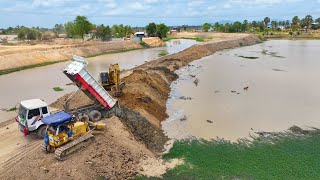 Great Resize Road By Mini Dozer Showing Superb Technique Using Many Truck 10ton Delivery Soil [upl. by Atteroc]