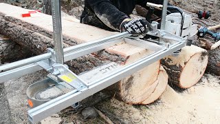 INSANELY EASY CHAINSAW MILL TEST DRIVE  First impressions VS homemade mill [upl. by Argent]