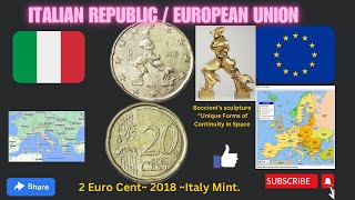 Republic of Italy Italian Republic 20 Euro Cents Nordic Gold Coin Year 2018 mint in Italy [upl. by Hahseram]