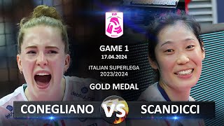 Gold Medal Matches of Italian Volleyball SuperLega 20232024  Conegliano vs Scandicci [upl. by Aipmylo432]