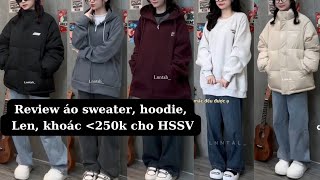 Shopee haul Outfit thu đông Review áo sweater hoodie áo khoác áo len giá rẻ dưới 250k cho HSSV [upl. by Imelda535]