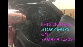 DIY Yamaha FZ09  STOMPGRIP INSTALL  TECHSPEC GRIP REMOVAL [upl. by Shanan]