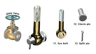 Globe Valve  11 Eye bolt  12 Clevis pin  13 Split pin  Catia V5 [upl. by Voltz242]