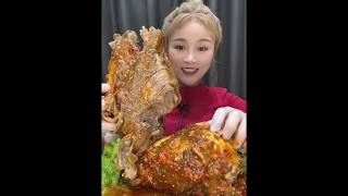 Mukbang Eating Chinese food sheep head With spicy sauce shorts youtubeshorts [upl. by Dodge]