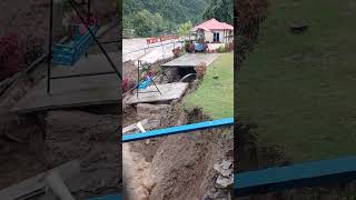 Landslide washes away riverbank in Nepal [upl. by Dickens]