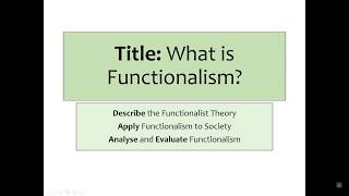 A Sociology AQA Theories Functionalism [upl. by Asiil]