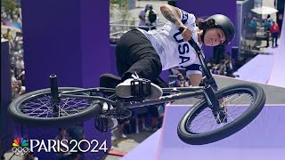 USAs Benegas snags silver Chinas Deng wins gold in BMX Freestyle  Paris Olympics  NBC Sports [upl. by Notnirt237]