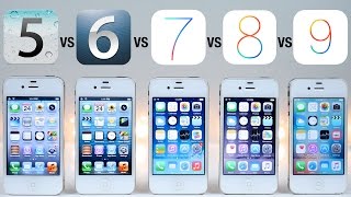 iOS 5 vs iOS 6 vs iOS 7 vs iOS 8 vs iOS 9 on iPhone 4S Speed Test [upl. by Hanavas]