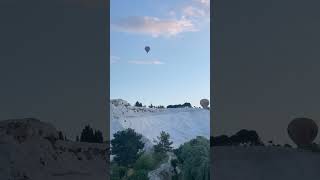 Hot air balloons in pamukkale Turkey with Thermal pools [upl. by Salakcin]