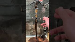 Ampelos with stand sculpting art artist engraving forging carving gold damascus vine [upl. by Ahaelam834]