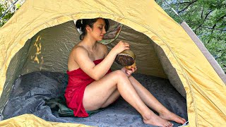 SOLO ASMR CAMPING🏕 LONELY YOUNG GIRL RELAXING IN THE TENT WITH THE SOUNDS OF NATURE🥰 [upl. by Annaerb]