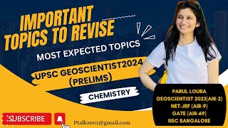 Geoscientist2024PrelimsMost expected topicsChemistryUPSCGeochemistImportant topics [upl. by Melodie]