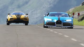 Koenigsegg Agera R vs Bugatti Chiron Pur Sport at Highlands [upl. by Jamin905]