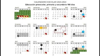 Calendario ciclo escolar 20232024 SEP  Anteproyecto [upl. by Nerrag640]