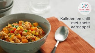 KALKOEN MET CHILI EN ZOETE AARDAPPEL  Recept [upl. by Tebzil]