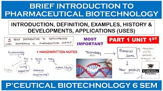 Brief Introduction to Biotechnology with reference to Pharmaceutical Science  L1 U1  PB 6 Sem [upl. by Nabru]