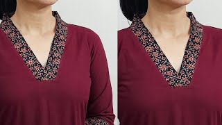 Very Easy V Collar Neck Cutting And Stitching [upl. by Nesila]