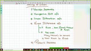 Differential Eqns First Order First Degree Lecture Num 1 [upl. by Milissa]