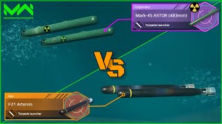 Mark45 ASTOR 483mm VS F21 Artemis  Torpedo Launcher Comparison  Modern Warships [upl. by Chernow]