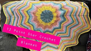 Twelve Point Crochet Star Blanket  Crochet Tutorial [upl. by Ynaoj]