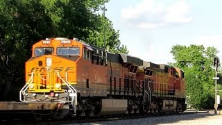 BNSF Empty Flat Car Train For Wind Turbine Blades [upl. by Edya720]