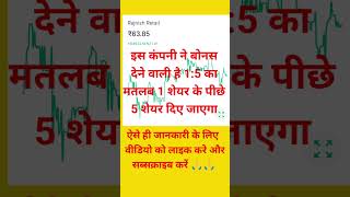 Rajnish Retail ltd share latest news  rajnish retail ltd latest news  sheremarketnews bonus [upl. by Namlas776]