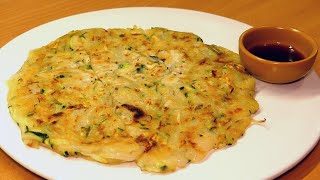 Korean Vegetable Pancake in 5 min Sauce  No Egg 3 ingredients  Yachaejeon recipe [upl. by Bazil898]