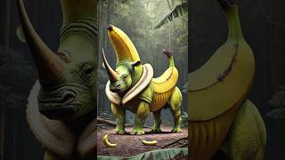 Rhinoceros and Banana Mutation 🍌🍊🧬🦸short animalfusion dinosaur hybrid ytshorts animals art [upl. by Atilemrac325]