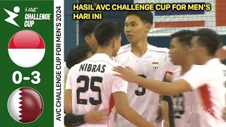 INDONESIA VS QATAR  AVC CHALLENGE CUP 2024  HASIL AVC CHALLENGE CUP FOR MENS HARI INI  Klasemen [upl. by Abihsot]