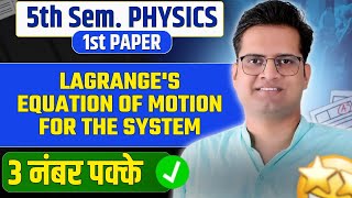 Lagrange Equation of motion for simple Pendulam bedkdian physics bsc5thsemester [upl. by Eetnod]