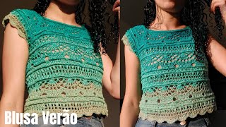 BLUSA DE CROCHÊ VERÃO AULA 12  PASSO A PASSO TUTORIAL [upl. by Khorma878]