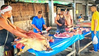 Commercial Pig butchery skills amp Perfect Pork cutting Style in India Assam pork pig village [upl. by Feltie447]