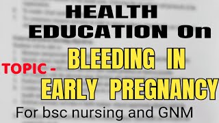 Health Education on Bleeding in Early Pregnancy obshealthtalk nursingcollege healtheducation [upl. by Amada]