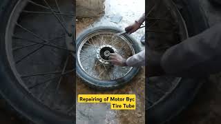 Repairing of Motor Byc Tire Tube during Maintenance [upl. by Nobile]