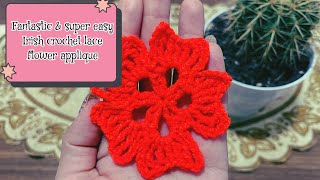 Fantastic amp super easy Irish crochet lace flower applique [upl. by Labina428]