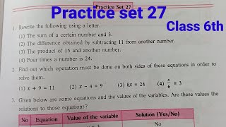 Practice set 27 class 6th math  Equations [upl. by Martica364]