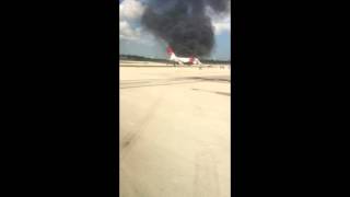 A Boeing 767 catches fire in Fort Lauderdale [upl. by Oinotla337]